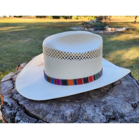 Rockmount Mexican Palm Cowboy Hat Colorful Band Size XL - Picture 1 of 12